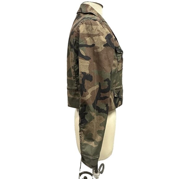 Marrakech Anthropologie Camo Cropped Utility Jacket Women’s Small Cotton Stretch - Picture 2 of 10